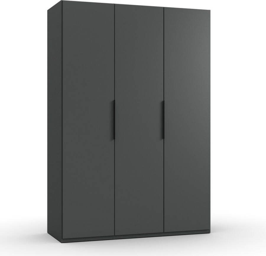 Woonexpress Kledingkast Oss Hout Grijs 150x216x58 cm (BxHxD) Draaideurkast 3 Deuren Hang-legkast