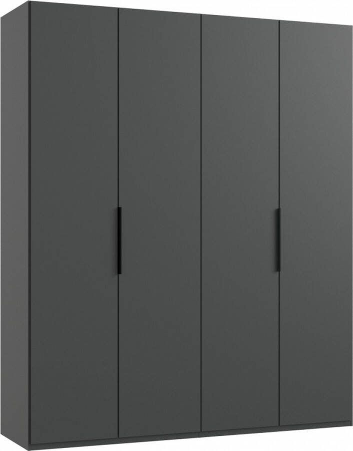 Woonexpress Kledingkast Oss Hout Grijs 200x236x58 cm (BxHxD) Draaideurkast 4 Deuren Hang-legkast
