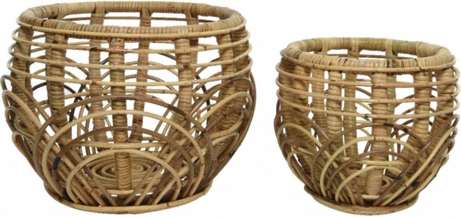 Woonexpress Mand (set 2 Stuks) Margy Naturel Rotan Naturel 63x46x46cm (hxbxd)