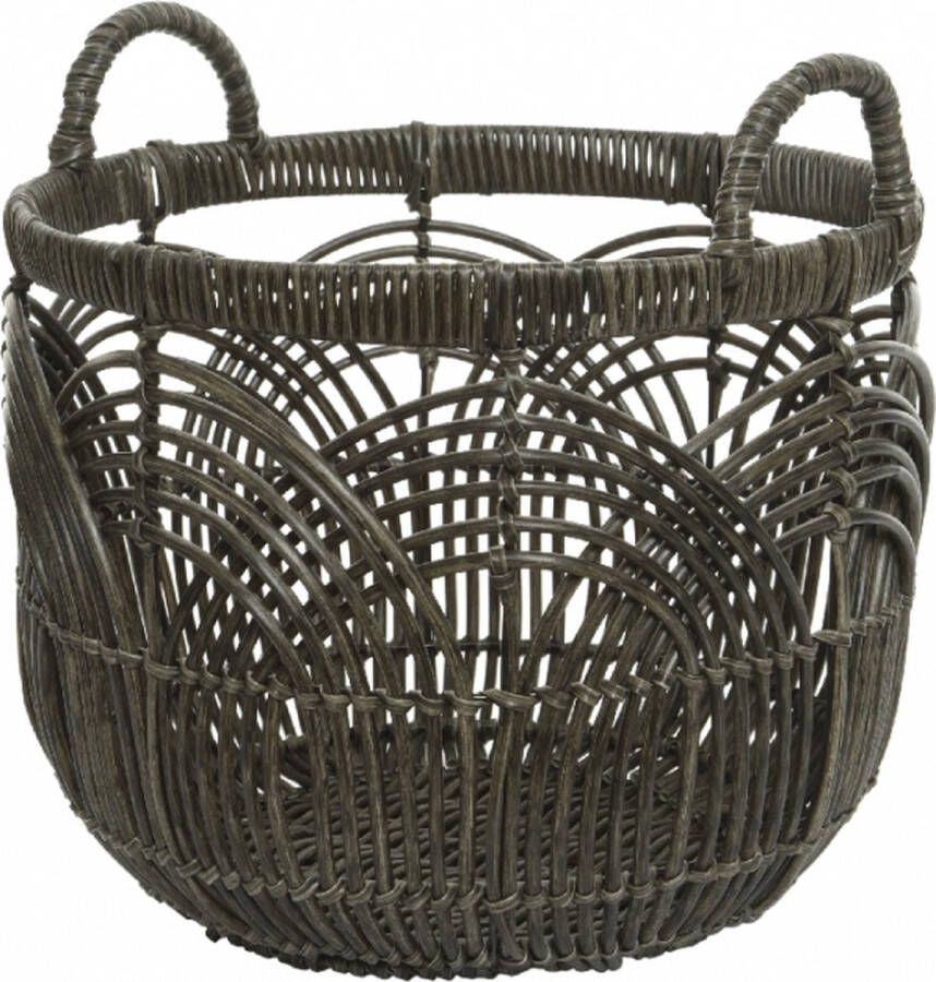 Woonexpress Mand (set 3 Stuks) Lea Grijs Rotan Vergrijsd 33x40x40cm (hxbxd)