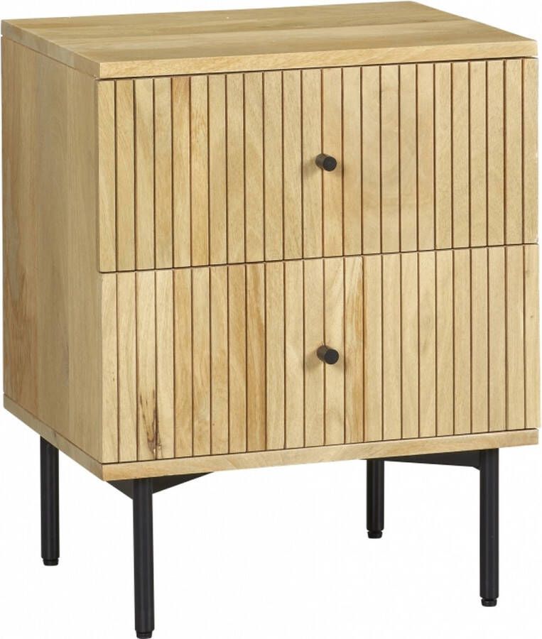 Woonexpress Nachtkastje Elba Naturel Hout Naturel Zwart 55x45x35cm (hxbxd)