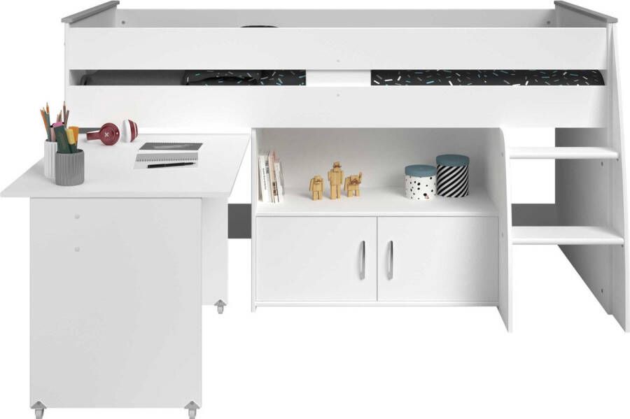 Parisot Hoogslaper Reverse met uittrekbaar bureau kast met 2 deuren en legplank