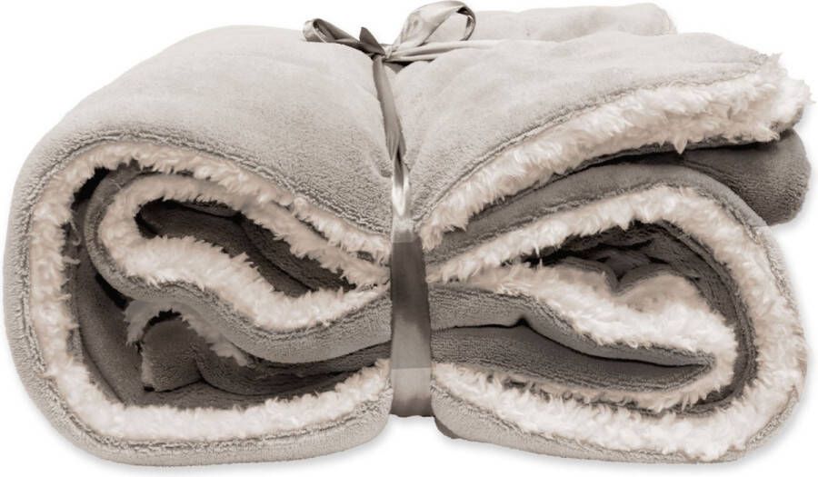 Unique Living Plaid Lars Grijs Polyester Beige Grijs 0x150x200cm (hxbxd) Woonexpress
