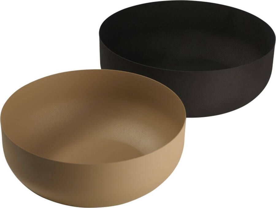 Woonexpress Schaal (set 2 Stuks) Vada Metaal Naturel 36 x 12 x 36 cm (BxHxD)
