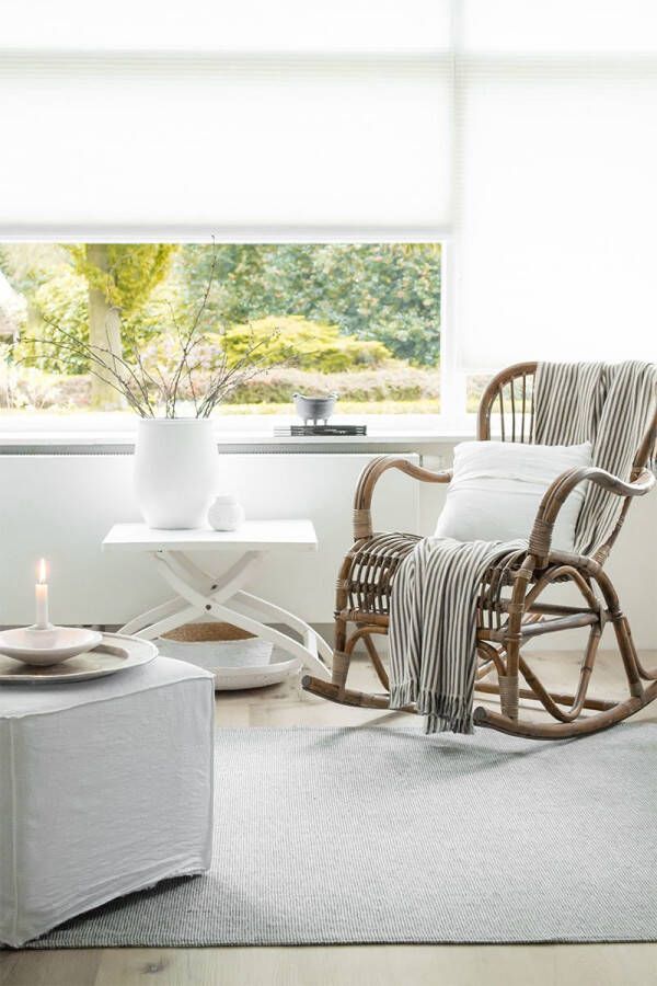 Van der Leeden schommelstoel spider 95 x 56 x 86 cm rotan grijs