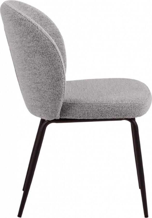 Woonexpress Stoel Limmen Bouclé Stof Grijs 47 x 82 x 59 cm (BxHxD) Ronde Rugleuning Zwarte poten