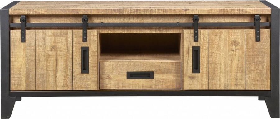Woonexpress TV Meubel Tilburg Bruin MDF Mango zwart 68x161x48cm (hxbxd)