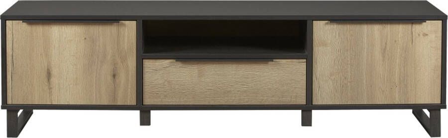 Woonexpress TV Meubel Zundert Naturel MDF Antraciet wild Eiken Structuur 52x185x48cm (hxbxd)