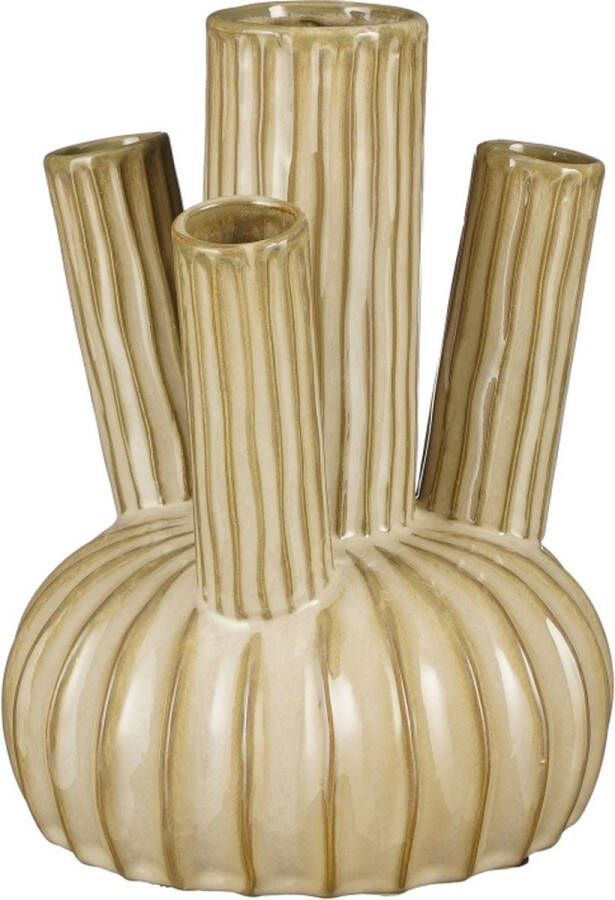 Mica Decorations Vaas handgemaakt keramiek beige H27 x D20 cm Vazen
