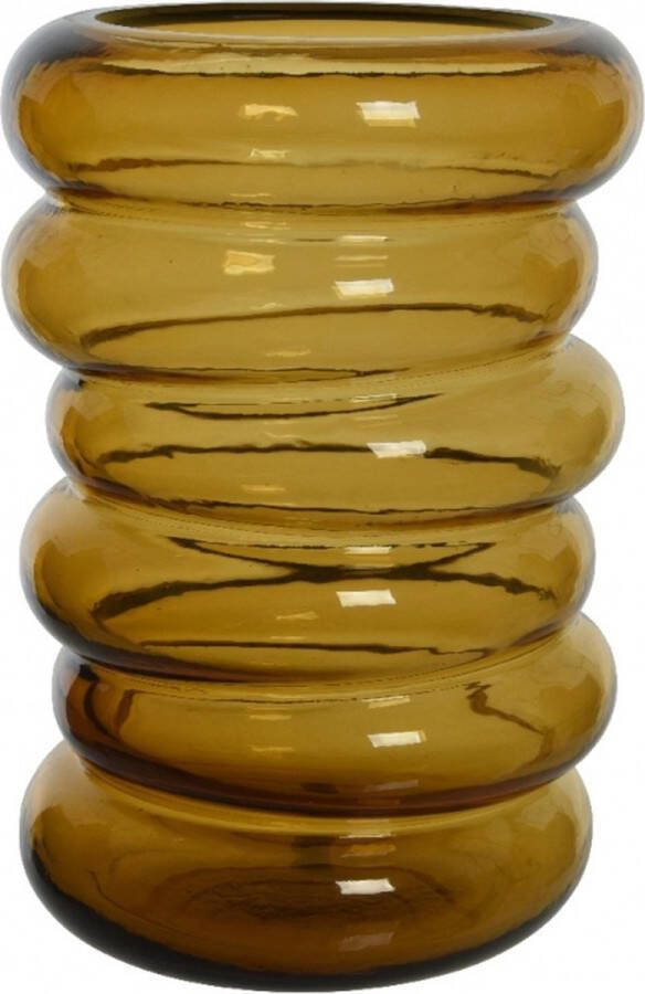 Woonexpress Vaas Ring Geel Glas Amber 22x22x22cm (hxbxd)