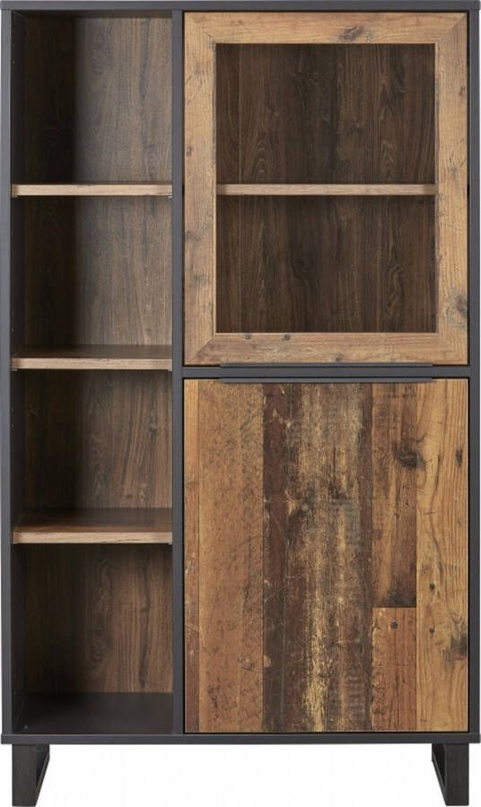 Woonexpress Vitrinekast Zundert Oranje MDF Antraciet robuust Hout 148x91x40cm (hxbxd)