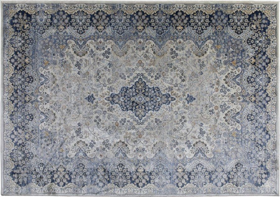 Woonexpress Vloerkleed Vince Viscose Blauw 200x290 cm (BxD) Laagpolig