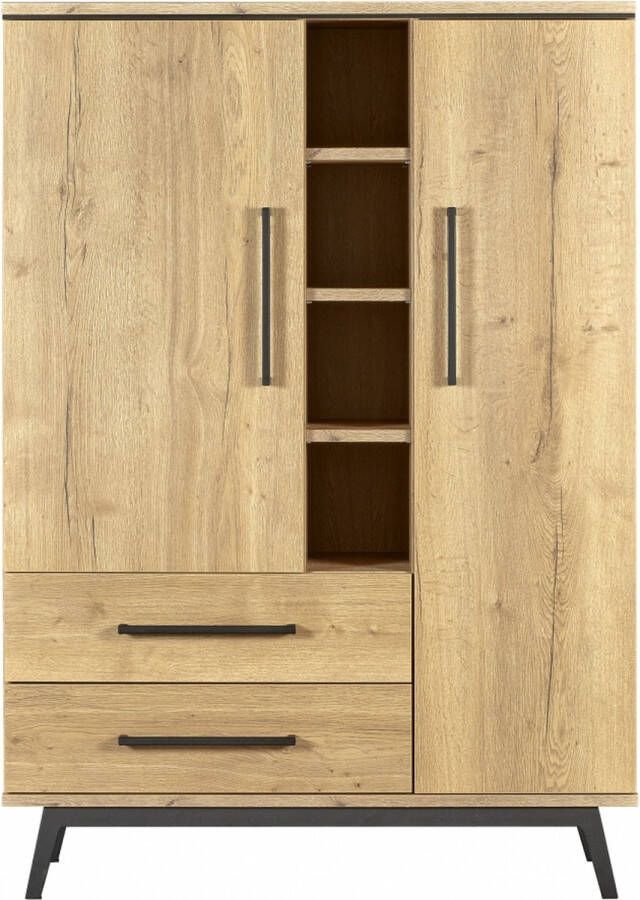 Woonexpress Wandkast Batenburg Naturel MDF Eikenstructuur 120x170x45cm (hxbxd)