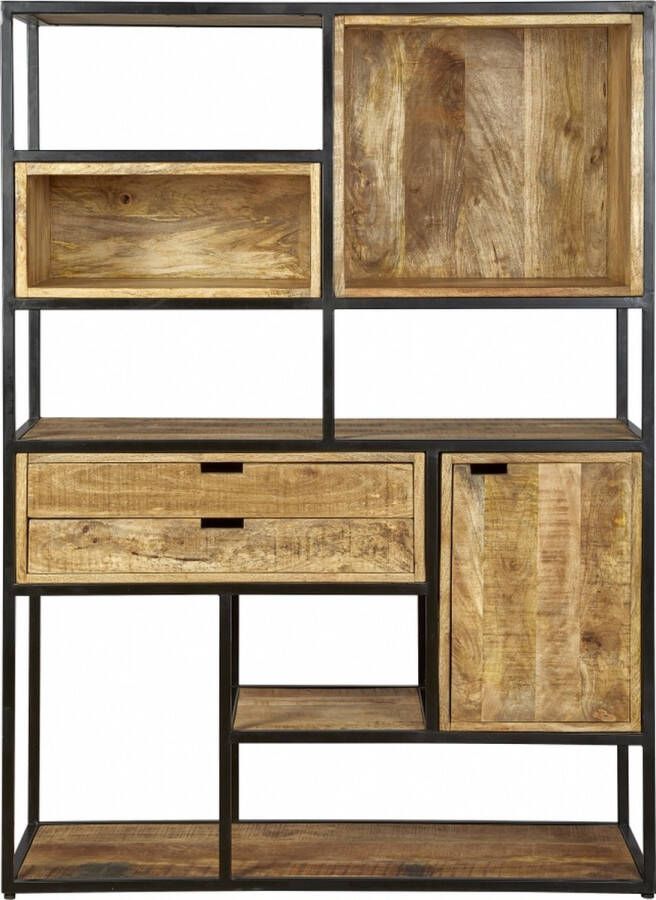 Woonexpress Wandkast Bemmel Naturel Hout Naturel Zwart 15x110x40cm (hxbxd)