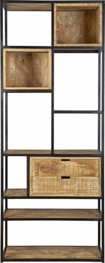 Woonexpress Wandkast Bemmel Naturel Hout Naturel Zwart 200x80x40cm (hxbxd)