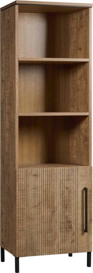 Woonexpress Wandkast Culemborg Mango Houtlook Bruin 60x200x45 cm (BxHxD) Verticale Latten Softclose