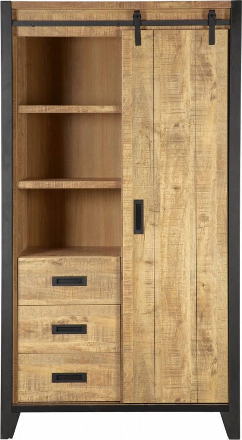 Woonexpress Wandkast Tilburg Bruin MDF Mango zwart 190x109x45cm (hxbxd)