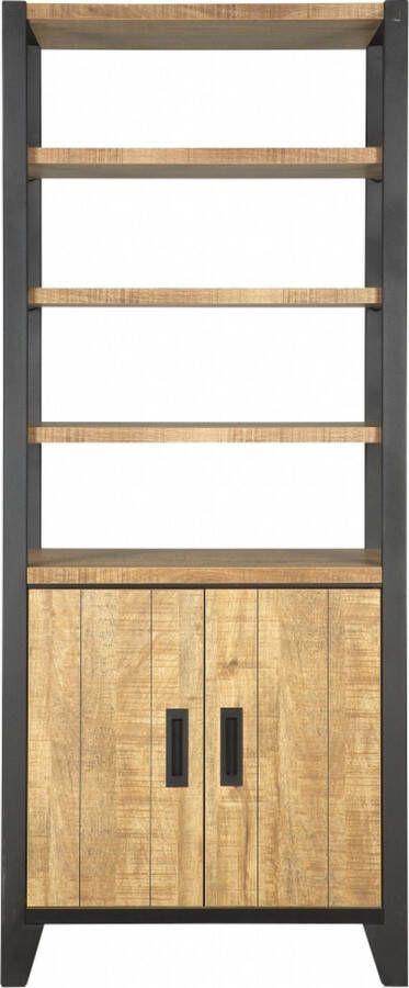 Woonexpress Wandkast Tilburg Bruin MDF Mango zwart 190x82x45cm (hxbxd)