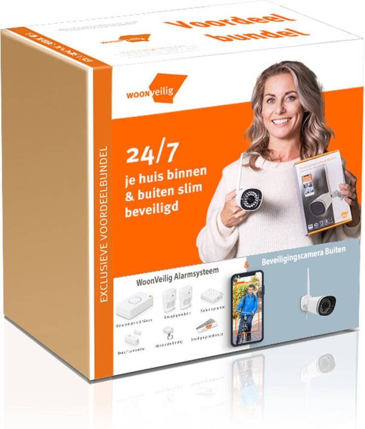 WoonVeilig Voordeelbundel: Alarmsysteem + Beveiligingscamera Buiten Nu met € 173 85- Prijsvoordeel