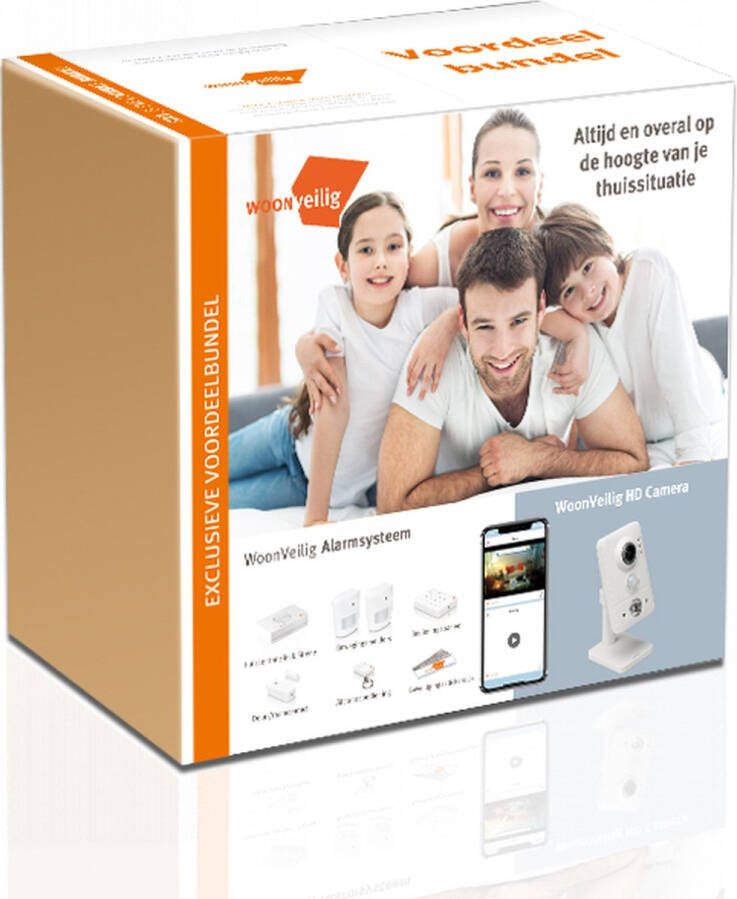 WoonVeilig Voordeelbundel: Alarmsysteem + Beveiligingscamera Binnen Nu met € 153 85 Prijsvoordeel