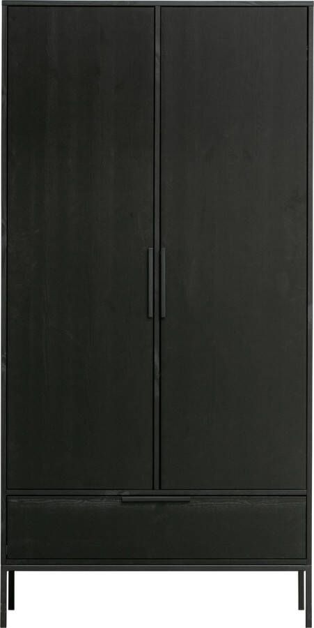 WOOOD | Adam 2-deurs Kast Grenen Zwart | Woonkamer meubels | BergkastKastWandkast