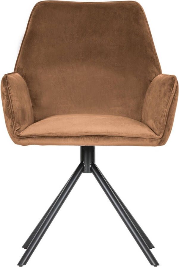 WOOOD amber eetkamerstoel fluweel karamel set van 2 Stoelen Polyester 88 centimeter x 60 centimeter x 61 centimeter