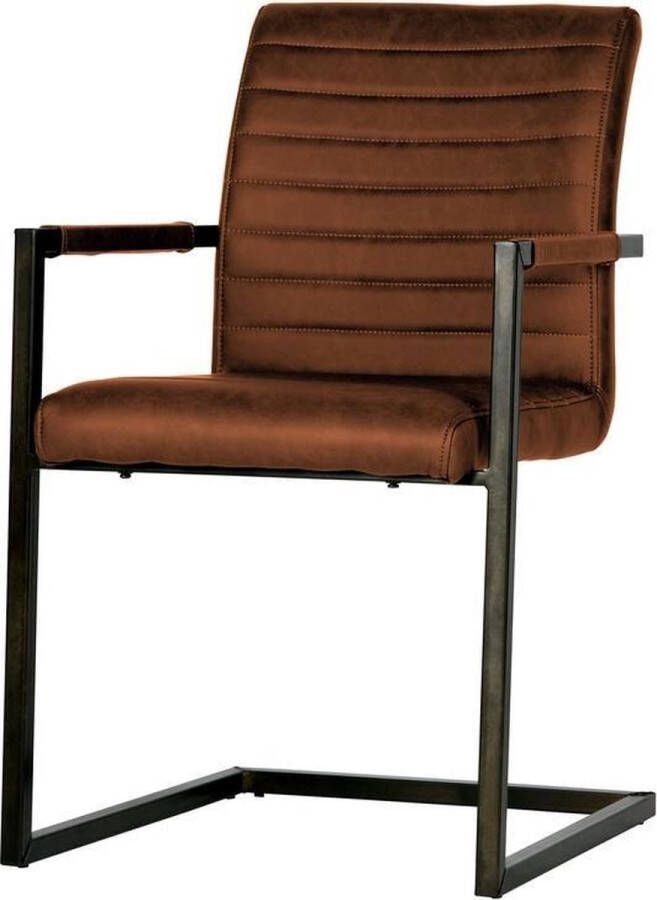 WOOOD | Bas Eetkamerstoel Pu Cognac | Zitmeubels eetkamer | Armstoel