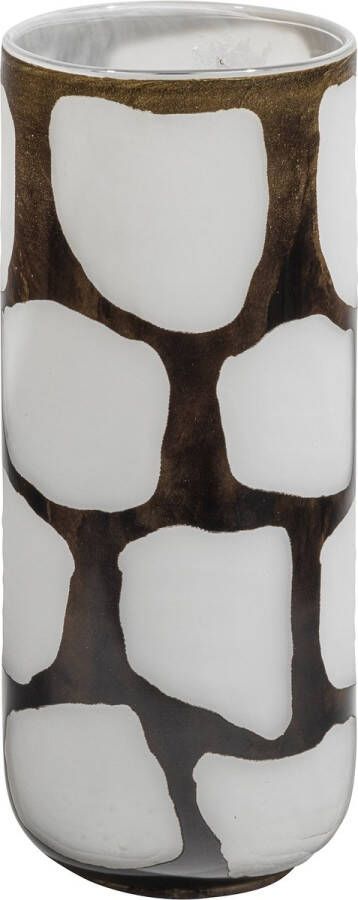 WOOOD Blair Handgemaakte Vaas Glas Zwart Wit 34x14x14