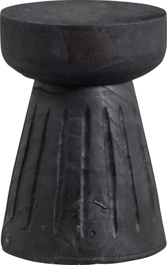 WOOOD | Borre Kruk Hout Zwart 40xØ28cm | Woonaccessoires | Krukje