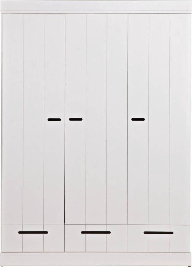 Woood Connect Kledingkast H 195 x B 140 x D 53 cm Lades Planken en Roede Wit