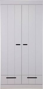 WOOOD Connect 2 Drs + Lade met Strokendeur Grenen Betongrijs 195x94x53