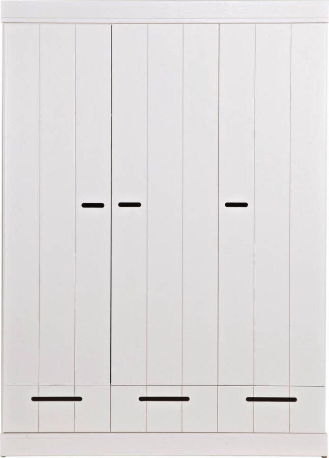 Woood Connect Kledingkast H 195 x B 140 x D 53 cm Lades Planken en Roede Wit