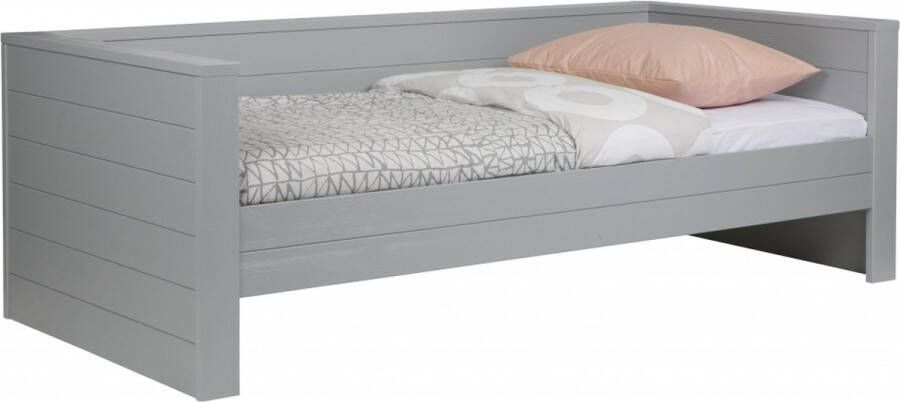 Woood Dennis bedbank (excl lade) geborsteld grenen [fsc] (Kleur: betongrijs)