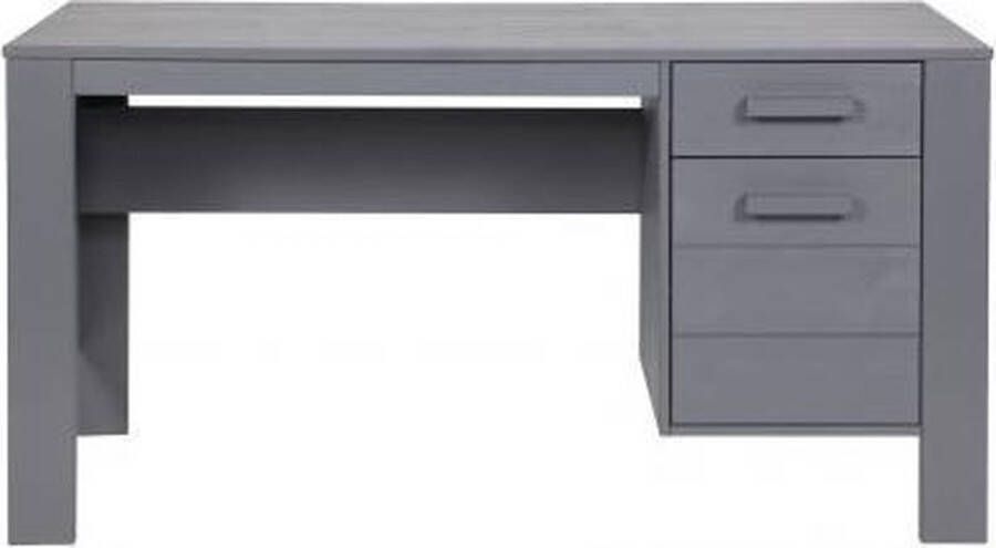 WOOOD Dennis Bureau Grenen Geborsteld Staal Grijs 74x141x59