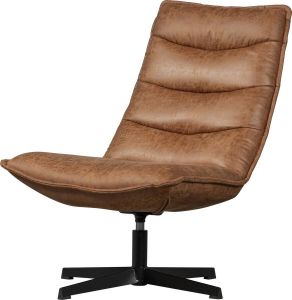 WOOOD Draaifauteuil Nika Leerlook Cognac 92x65x92