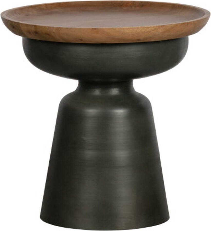 WOOOD Exclusive WOOOD Bijzettafel Dana Mangohout 48cm Zwart Rond