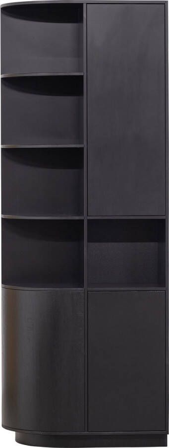 WOOOD Exclusive | Finca Opbergkast Rond Links 78cm Zwart | Woonkamer meubels | BergkastKastWandkast