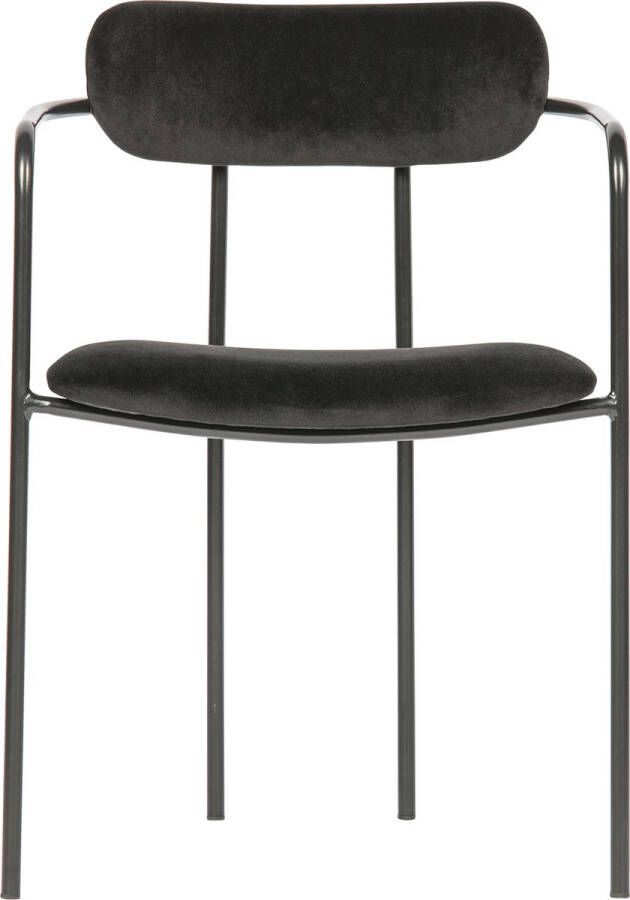 WOOOD | Ivy Eetkamerstoel Fluweel Zwart | Zitmeubels eetkamer | Armstoel