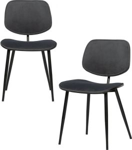 Woood Exclusive Jackie Eetkamerstoel Fluweel Grijs Set van 2