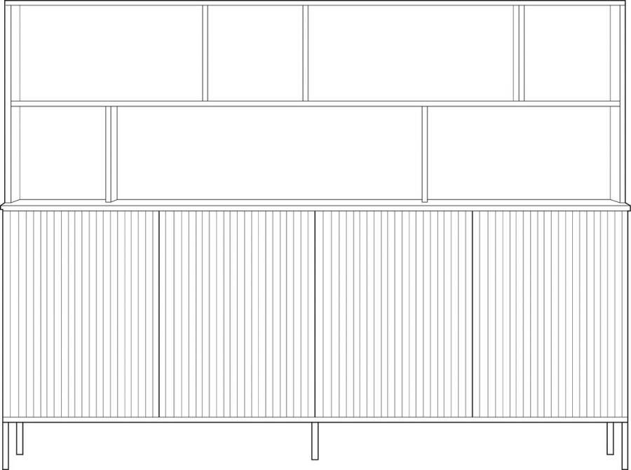 WOOOD Buffetkast Gravu veel opbergruimte push-to-open functie h 150 cm x b 200 cm