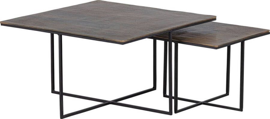 WOOOD Exclusive Bijzettafel Olan Set van 2 stuks Warm Bruin Vierkant