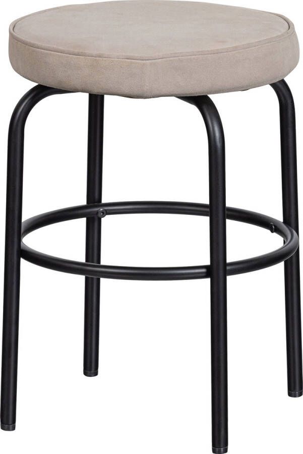 Woood Exclusive Tris Kruk Leer Zwart| Zand 45x38x38