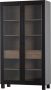 WOOOD Goos 2 deurs vitrinekast – Grenen – Zwart Walnoot 200x110x44 - Thumbnail 1