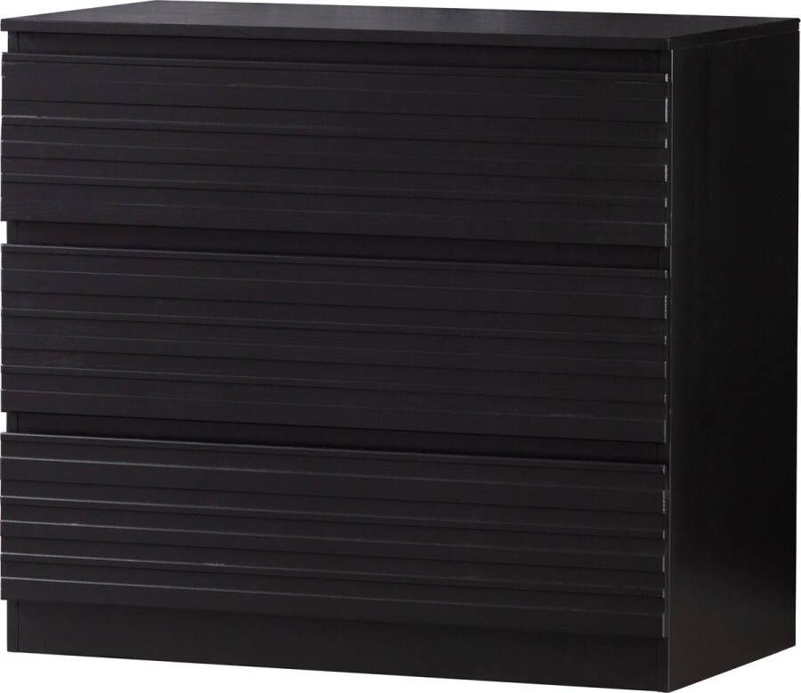 WOOOD Jente Ladekast 3 Lades Grenen Zwart 74 8x83x45 8