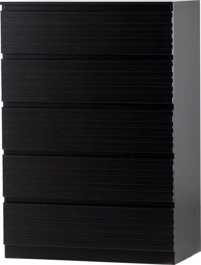 WOOOD Jente Ladekast 5 Lades Grenen Zwart 119 4x83x45.8