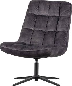 WOOOD Job Draaifauteuil Velvet Antraciet 101x70x85