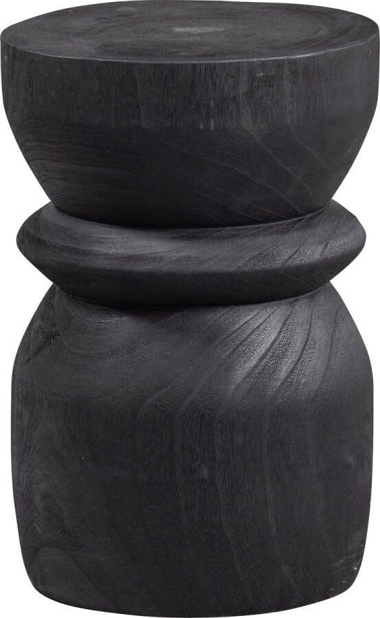 WOOOD | Bikkel Kruk Hout Zwart 40xØ28cm | Woonaccessoires | Krukje