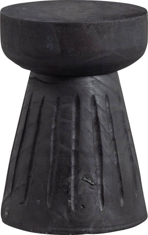 WOOOD | Borre Kruk Hout Zwart 40xØ28cm | Woonaccessoires | Krukje