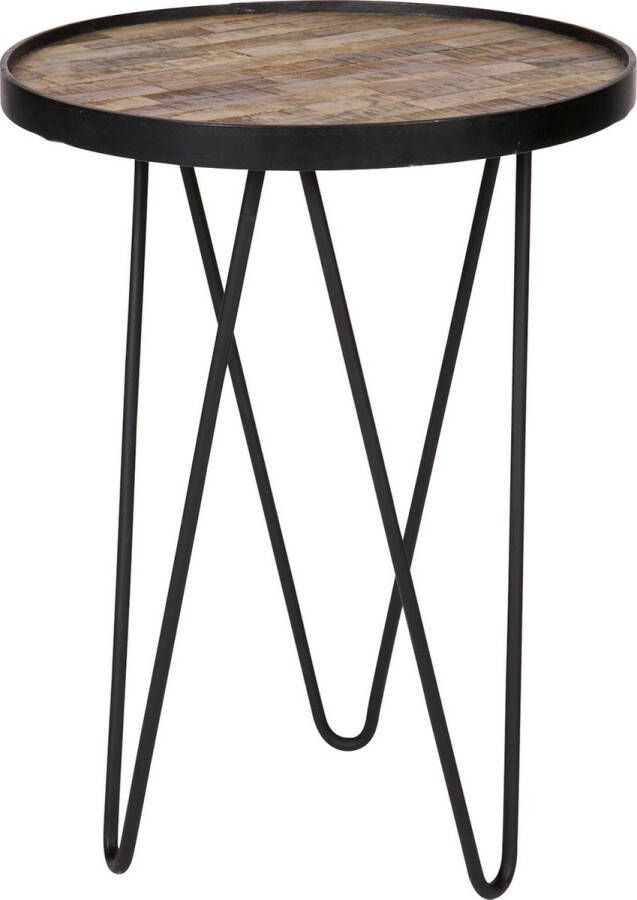 WOOOD Bijzettafel Lev Teakhout Ø39cm Naturel Rond