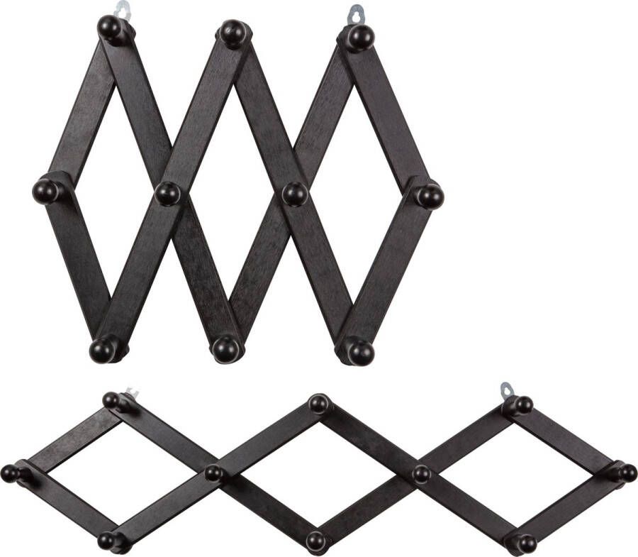 WOOOD Levin Gevouwen Kapstok Hout Zwart Set van 2